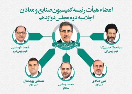 تعیین اعضای هیات رئیسه کمیسیون صنایع و معادن مجلس/ علیزاده رئیس ماند