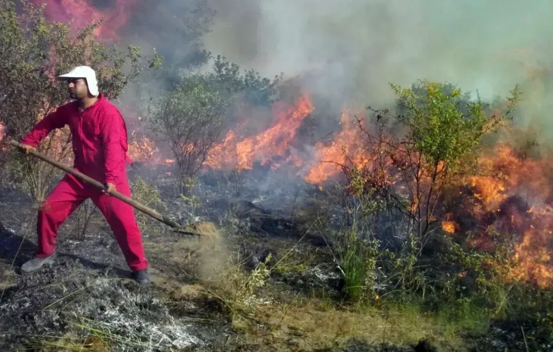 نبرد سخت با آتش دیزمار زیر بادهای شدید و انتظار بالگرد