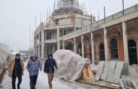 شروع اجرای نمای بیرونی عمارت کلاه‌فرنگی