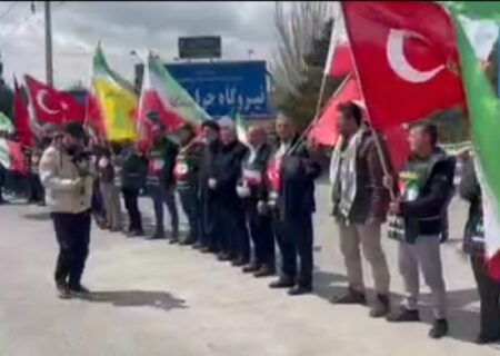 دیوار انسانی فعالان مدنی ترکیه‌ای مقابل نیروگاه برق تبریز